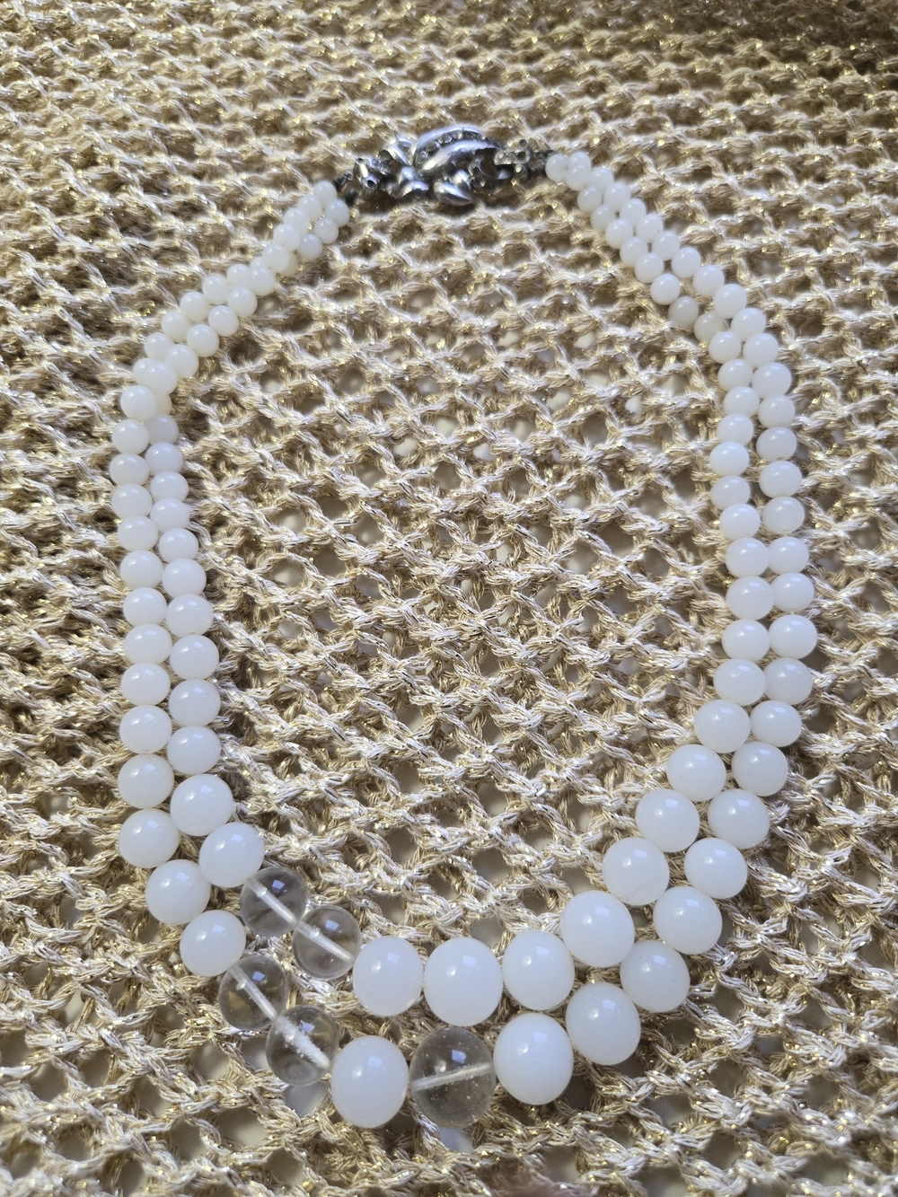 Vintage Classic White Bead Double-Strand Necklace